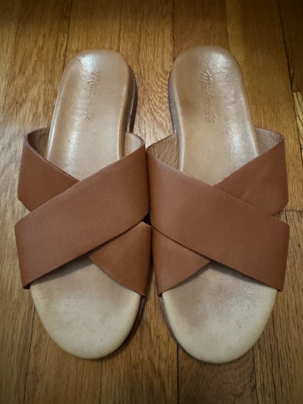 Madewell The Louisa Crisscross Slide Sandal In English Saddle